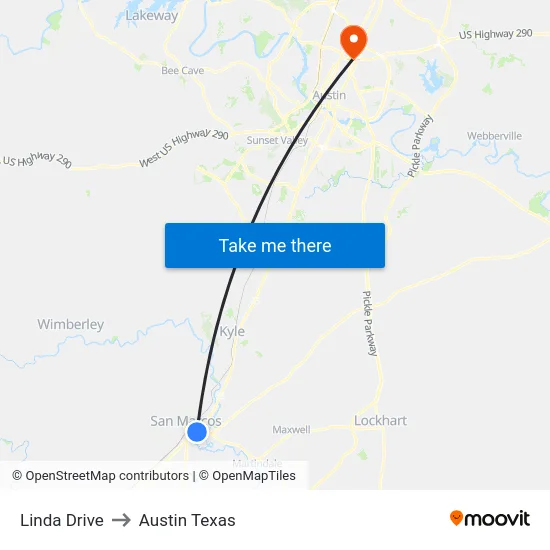 Linda Drive to Austin Texas map