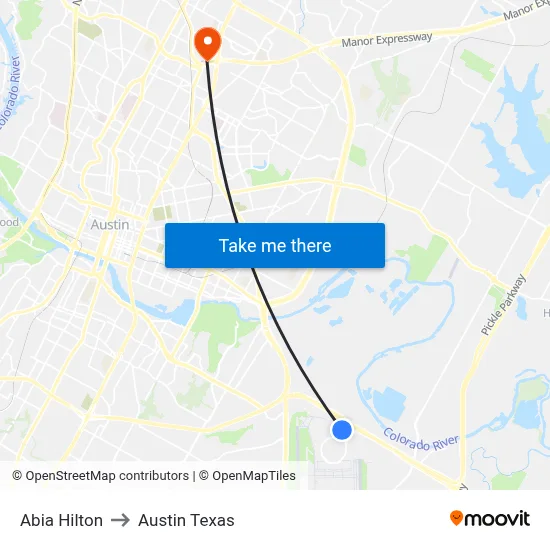 Abia Hilton to Austin Texas map