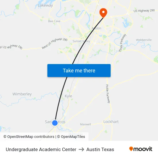 Undergraduate Academic Center to Austin Texas map