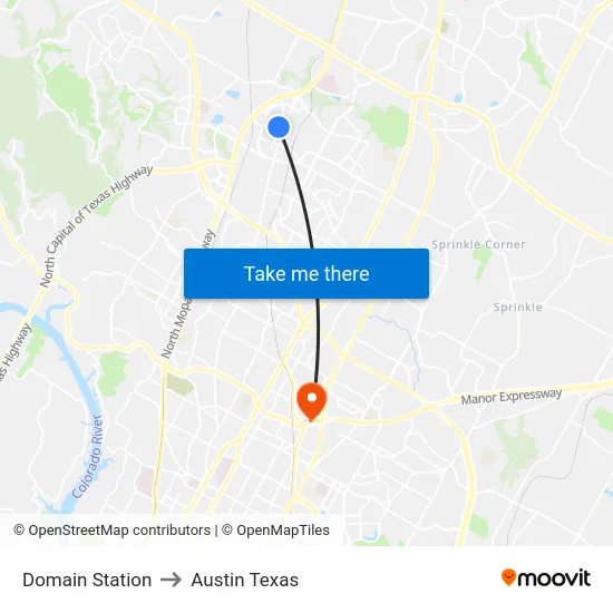 Domain Station to Austin Texas map
