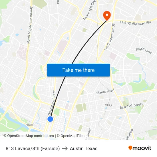 813 Lavaca/8th (Farside) to Austin Texas map