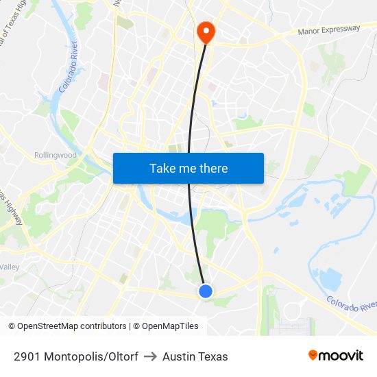 2901 Montopolis/Oltorf to Austin Texas map