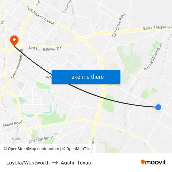 Loyola/Wentworth to Austin Texas map