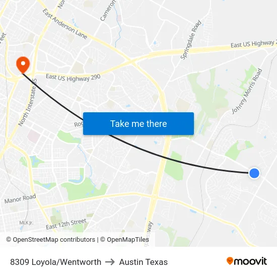 8309 Loyola/Wentworth to Austin Texas map