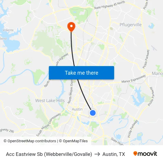 Acc Eastview Sb (Webberville/Govalle) to Austin, TX map