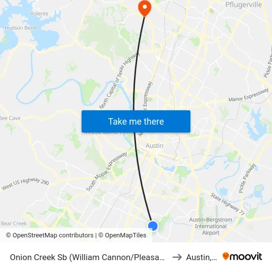 Onion Creek Sb (William Cannon/Pleasant Valley) to Austin, TX map