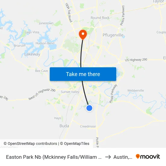 Easton Park Nb (Mckinney Falls/William Cannon) to Austin, TX map