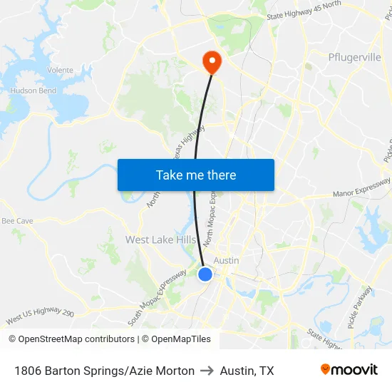1806 Barton Springs/Azie Morton to Austin, TX map