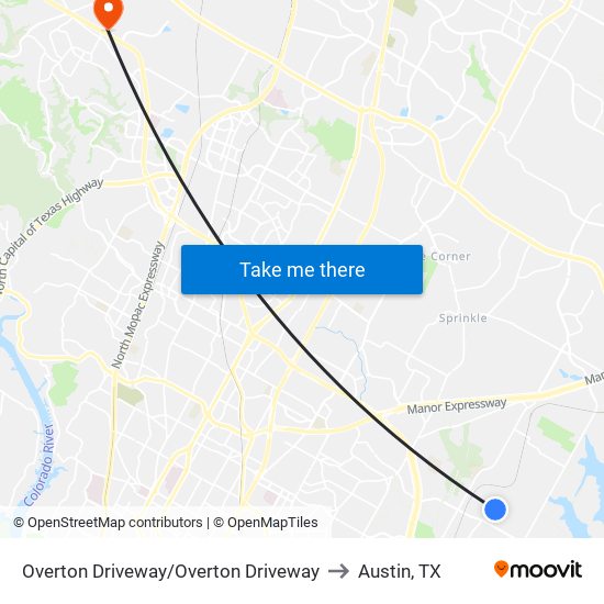 Overton Driveway/Overton Driveway to Austin, TX map