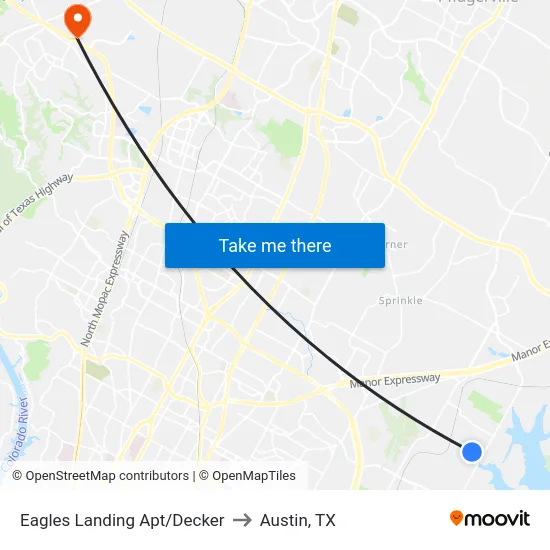 Eagles Landing Apt/Decker to Austin, TX map