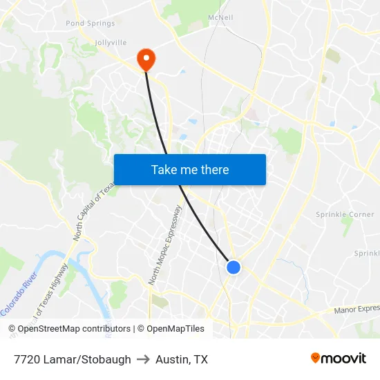7720 Lamar/Stobaugh to Austin, TX map