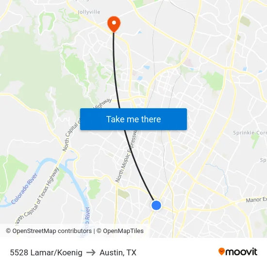 5528 Lamar/Koenig to Austin, TX map