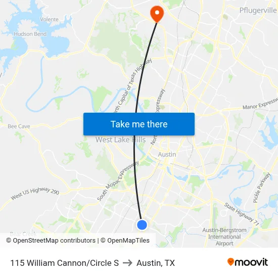 115 William Cannon/Circle S to Austin, TX map
