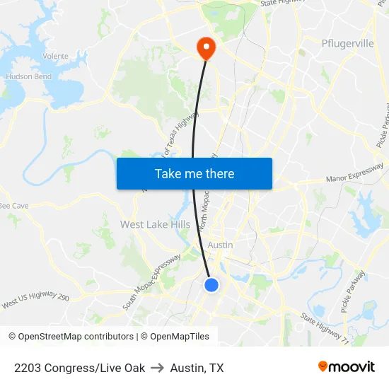 2203 Congress/Live Oak to Austin, TX map