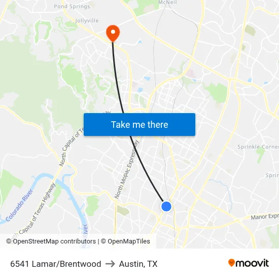 6541 Lamar/Brentwood to Austin, TX map