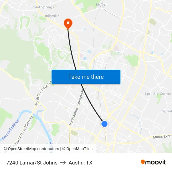 7240 Lamar/St Johns to Austin, TX map