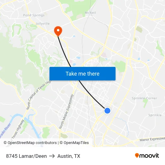 8745 Lamar/Deen to Austin, TX map