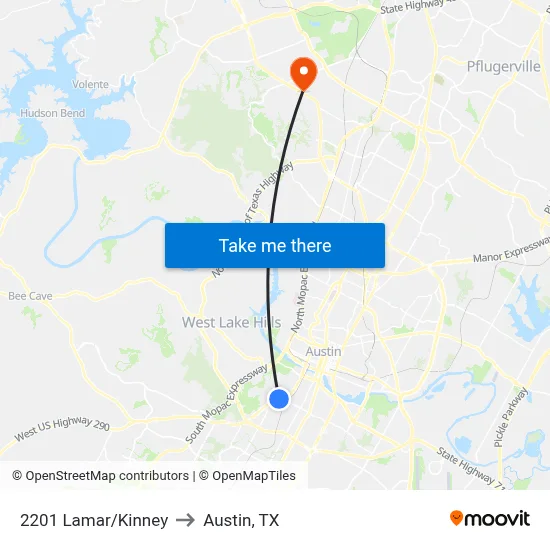 2201 Lamar/Kinney to Austin, TX map