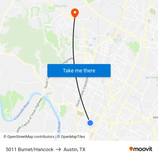 5011 Burnet/Hancock to Austin, TX map