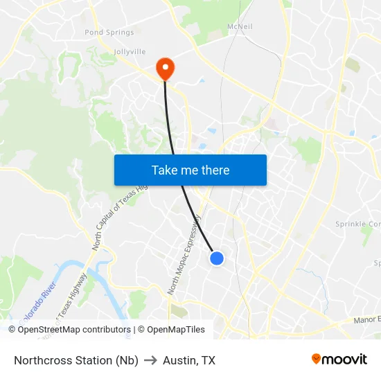 Northcross Station (Nb) to Austin, TX map