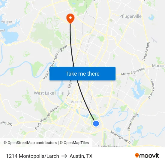 1214 Montopolis/Larch to Austin, TX map