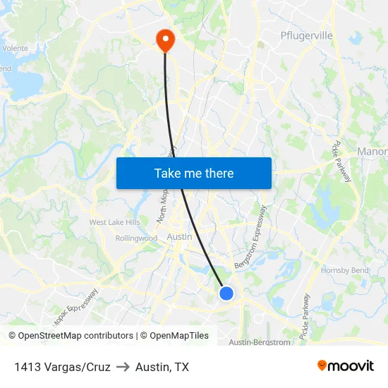 1413 Vargas/Cruz to Austin, TX map