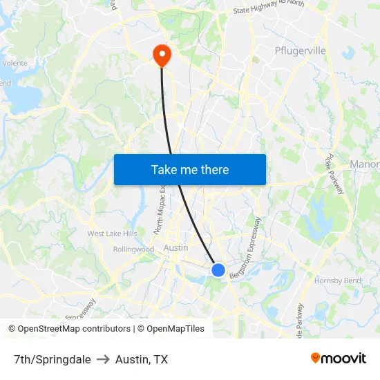 7th/Springdale to Austin, TX map