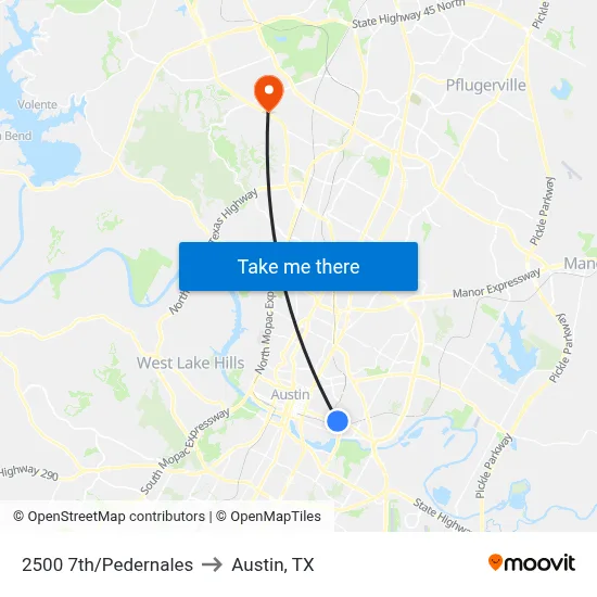 2500 7th/Pedernales to Austin, TX map