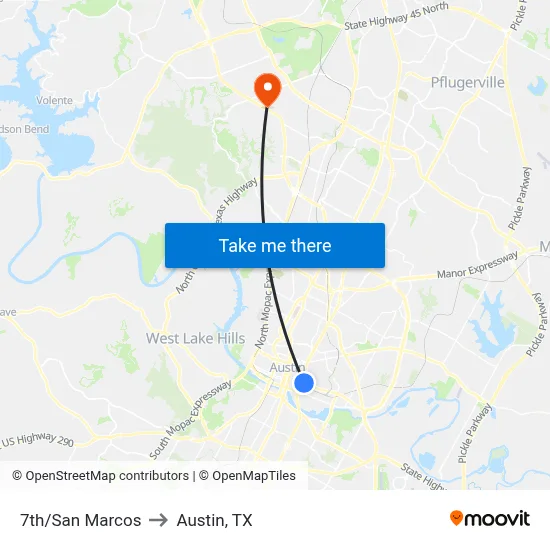 7th/San Marcos to Austin, TX map
