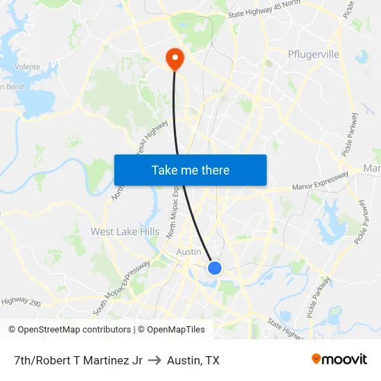 7th/Robert T Martinez Jr to Austin, TX map