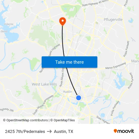 2425 7th/Pedernales to Austin, TX map