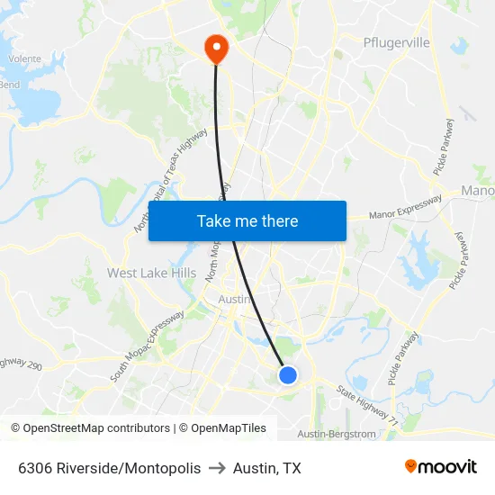 6306 Riverside/Montopolis to Austin, TX map