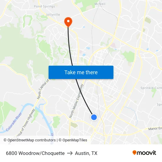 6800 Woodrow/Choquette to Austin, TX map