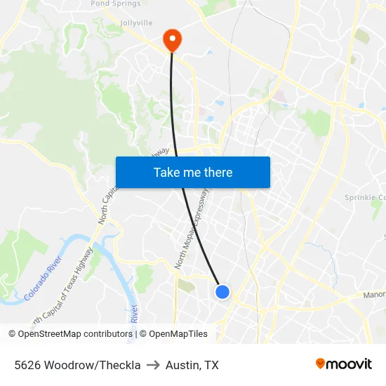 5626 Woodrow/Theckla to Austin, TX map
