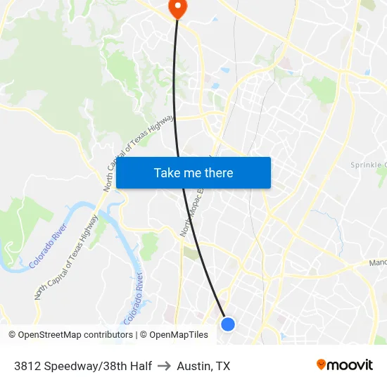 3812 Speedway/38th Half to Austin, TX map