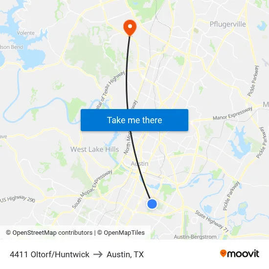 4411 Oltorf/Huntwick to Austin, TX map