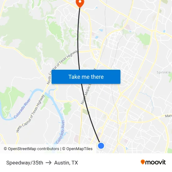 Speedway/35th to Austin, TX map