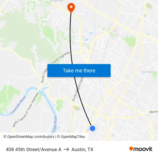408 45th Street/Avenue A to Austin, TX map