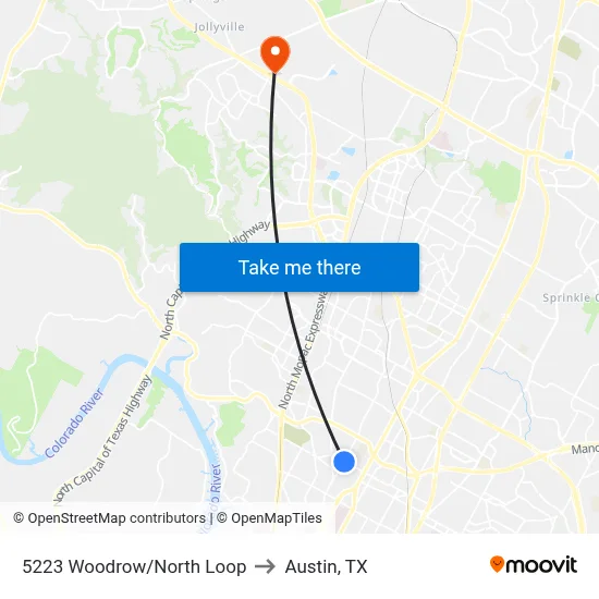 5223 Woodrow/North Loop to Austin, TX map