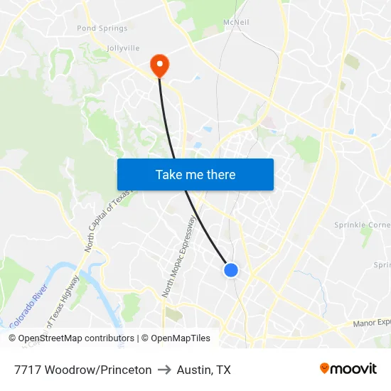 7717 Woodrow/Princeton to Austin, TX map
