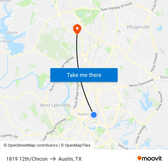 1819 12th/Chicon to Austin, TX map