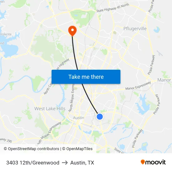 3403 12th/Greenwood to Austin, TX map