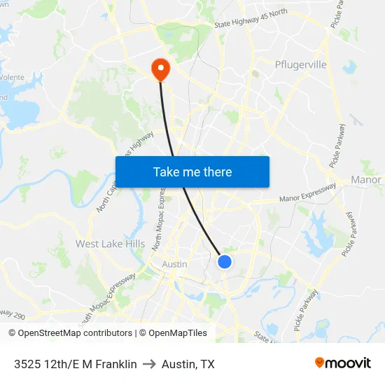 3525 12th/E M Franklin to Austin, TX map