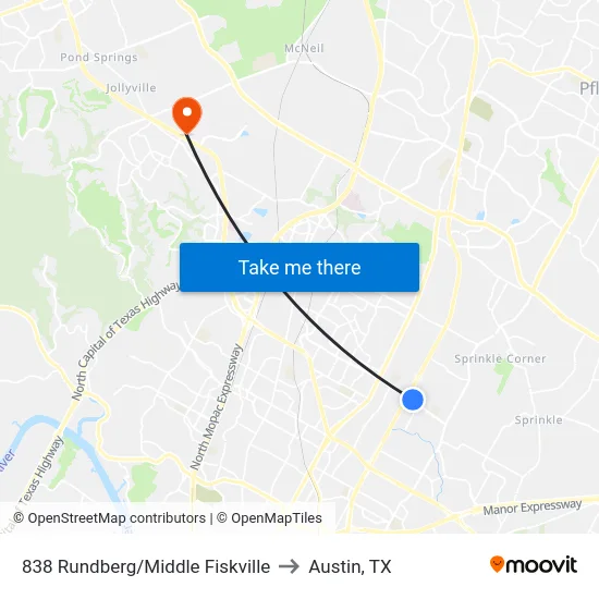 838 Rundberg/Middle Fiskville to Austin, TX map
