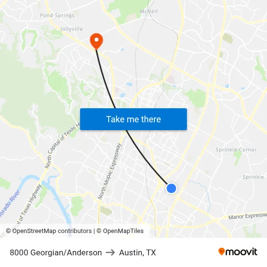 8000 Georgian/Anderson to Austin, TX map
