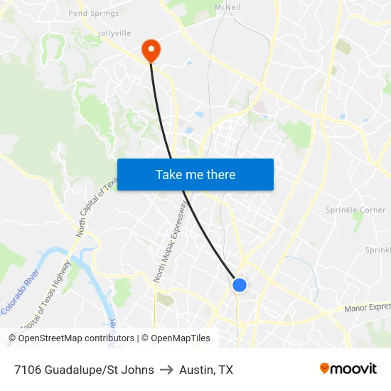7106 Guadalupe/St Johns to Austin, TX map
