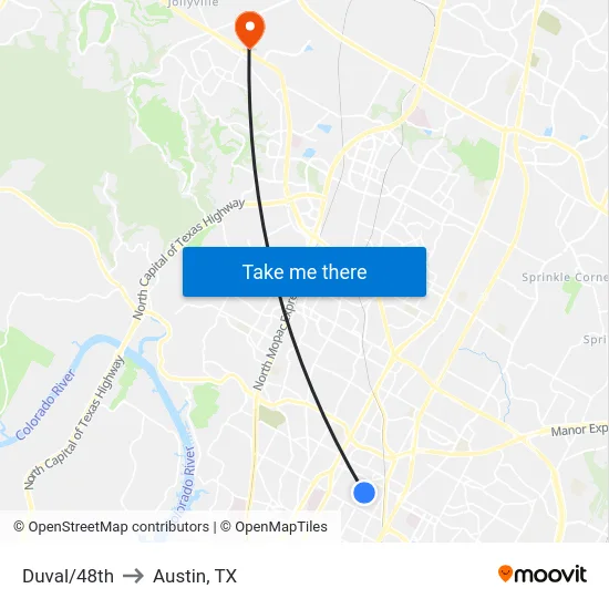 Duval/48th to Austin, TX map