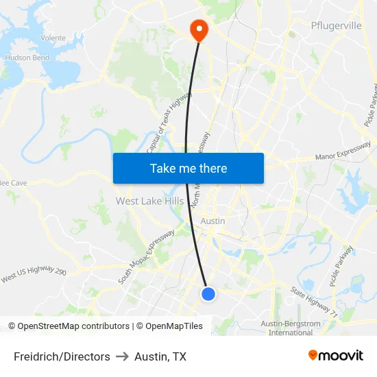 Freidrich/Directors to Austin, TX map