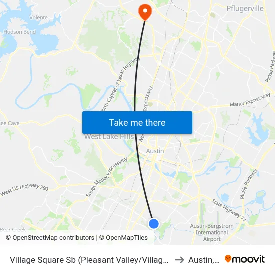 Village Square Sb (Pleasant Valley/Village Square) to Austin, TX map