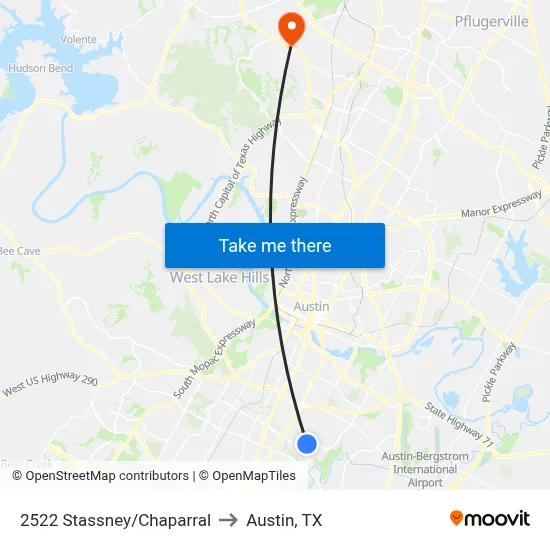 2522 Stassney/Chaparral to Austin, TX map